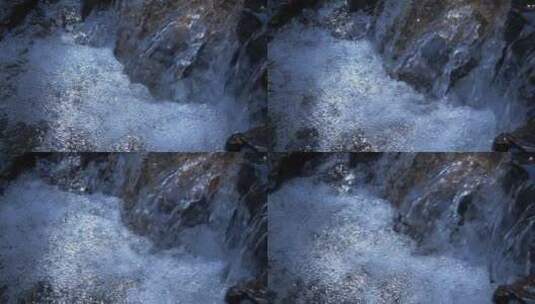 山泉溪水冲刷溪石 水花 水泡高清在线视频素材下载