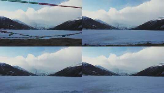 航拍冰封的萨普冰川外湖高清在线视频素材下载