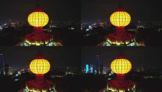 东莞旗峰公园夜景航拍高清在线视频素材下载