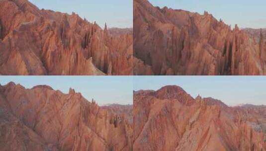 新疆库车红山石林飞跃镜头高清在线视频素材下载