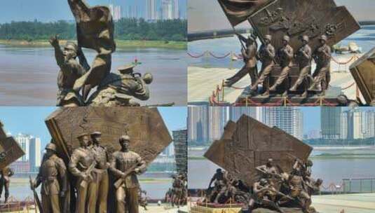 南昌军队发展雕塑高清在线视频素材下载
