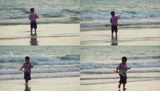 海边玩耍的小孩高清在线视频素材下载