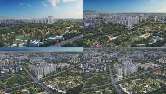 城市住宅高空三维镜头高清在线视频素材下载