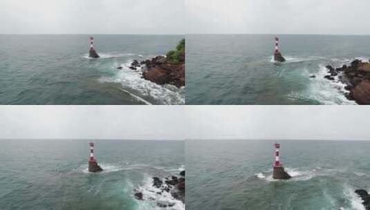 中国广西北海涠洲岛灯塔航拍高清在线视频素材下载