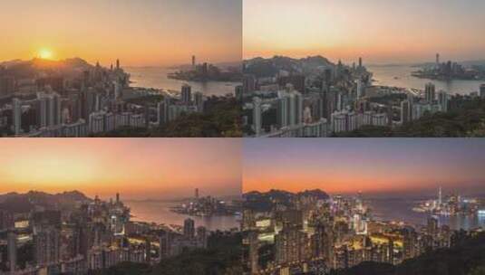 香港地标建筑夜景延时高清在线视频素材下载