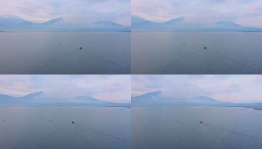 晨光晨雾水面4K航拍高清在线视频素材下载