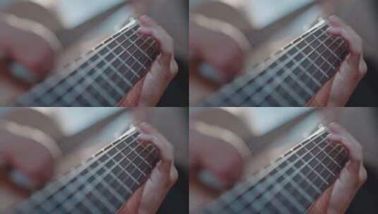 弹吉他的手部特写高清在线视频素材下载