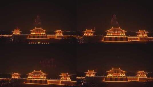 洛阳元宵节音乐焰火晚会无人机表演高清在线视频素材下载