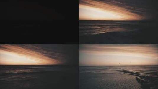 航拍黎明清晨的大海海浪高清在线视频素材下载