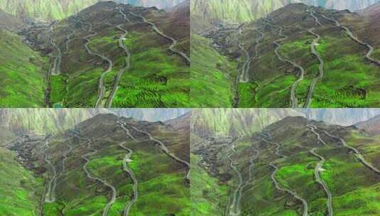 4K西藏怒江72拐盘旋公路航拍素材高清在线视频素材下载