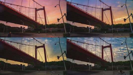 鹦鹉洲长江大桥日出延时摄影4K 20221105高清在线视频素材下载