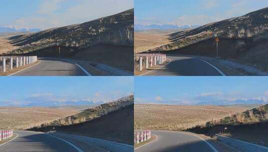 驾驶员视角自驾游新疆伊犁琼库什台草原风光高清在线视频素材下载