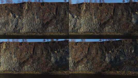 高清航拍鬼斧神工自然天成的山水岩壁画高清在线视频素材下载