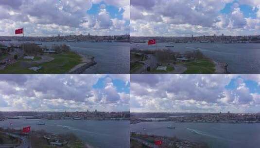 伊斯坦布尔市阴天和金角湾高清在线视频素材下载