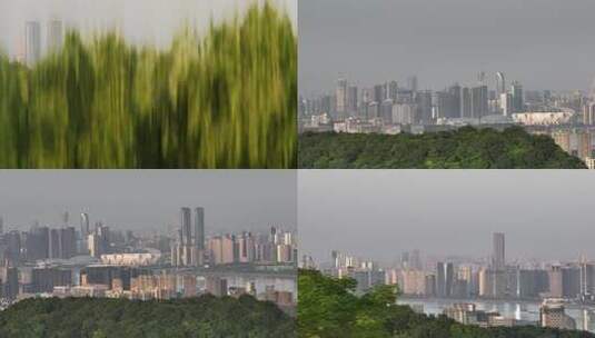航拍杭州城市长焦高清在线视频素材下载