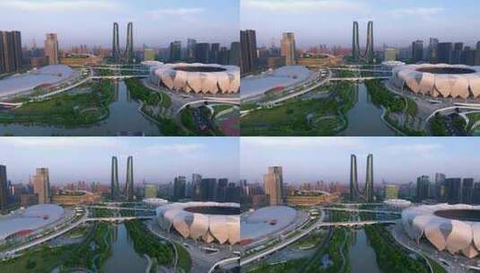 航拍杭州奥体中心亚运会场馆3高清在线视频素材下载