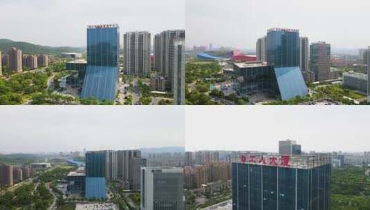 镇江市政务服务中心、工人大厦航拍高清在线视频素材下载