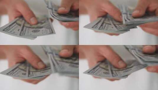 数美国100美元钞票高清在线视频素材下载