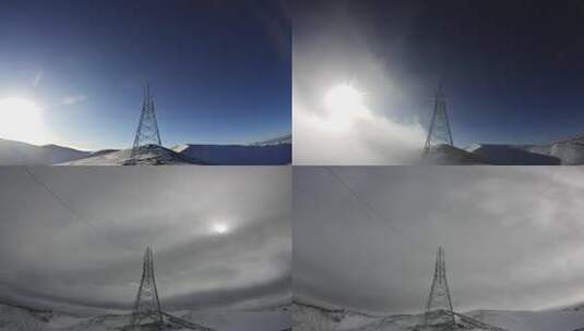 4K5200米雪山顶输电铁塔组立大延时1机位12高清在线视频素材下载