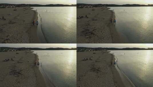海边散步一家人高清在线视频素材下载