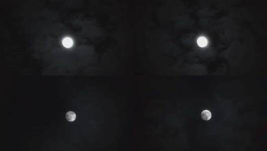 月亮云朵乌云遮月云层飘动恐怖阴森夜晚延时高清在线视频素材下载
