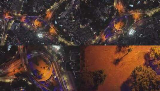 城市立交桥夜景航拍高清在线视频素材下载