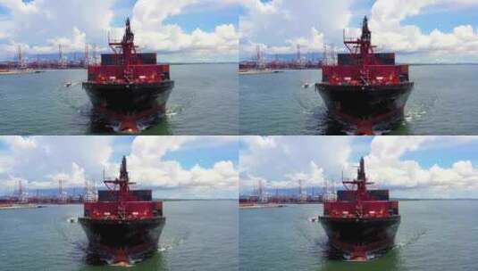 集装箱货运船海上航行特写高清在线视频素材下载
