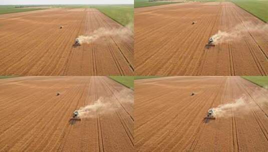农业田间收割小麦2高清在线视频素材下载