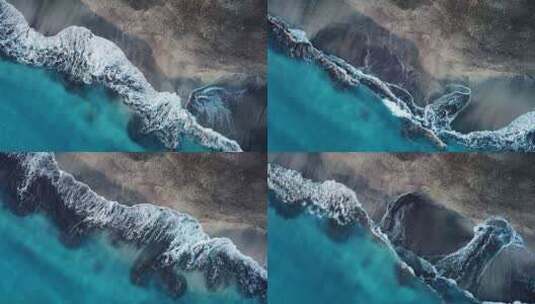 荒芜的黑色火山海滩高清在线视频素材下载