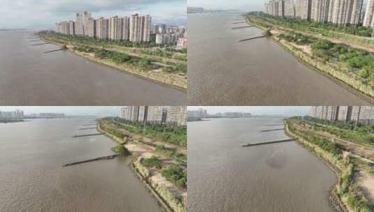 航拍福建福州乌龙江湿地公园自然风光高清在线视频素材下载