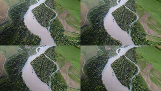 航拍湿地河流高清在线视频素材下载