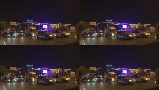 武汉汉口江滩商业街车流光线夜景延时摄影高清在线视频素材下载