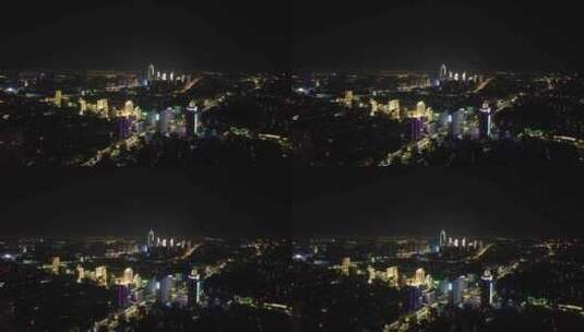 浙江绍兴城市夜景灯光航拍高清在线视频素材下载