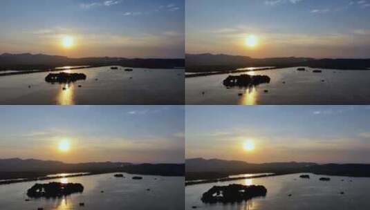 中国杭州西湖苏堤日落高清在线视频素材下载
