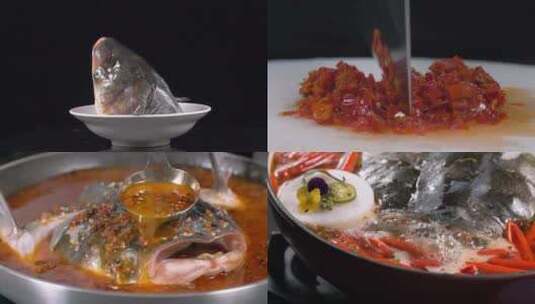 湘菜剁椒鱼头制作过程视频高清在线视频素材下载