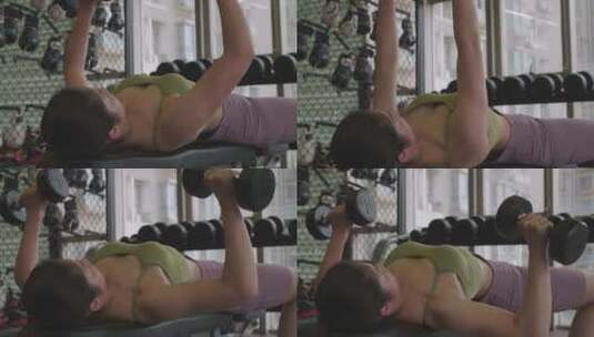 美女健身房锻炼身体举重撸铁高清在线视频素材下载