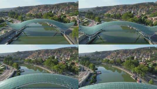 和平大桥第比利斯的人行桥高清在线视频素材下载
