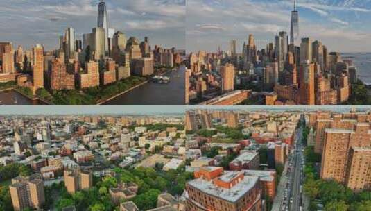 4K航拍 纽约 曼哈顿 街区高清在线视频素材下载