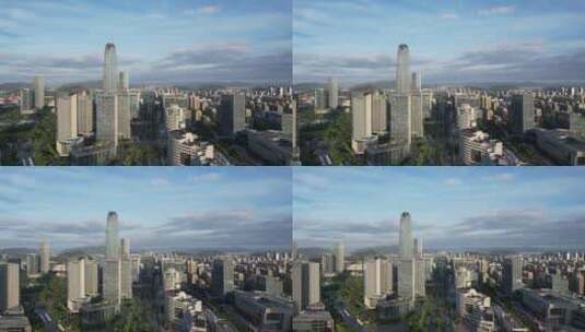 浙江台州商务区高楼建筑航拍高清在线视频素材下载