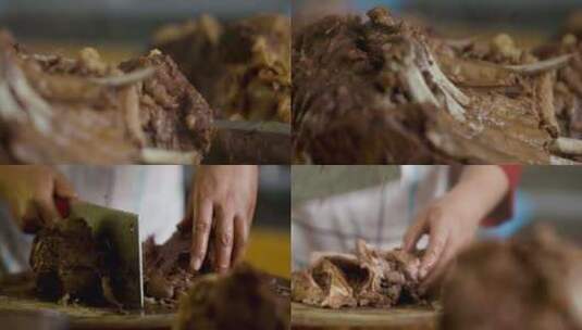 切驴肉切熟食美食烹饪高清在线视频素材下载