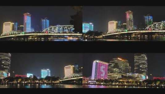 珠江夜景海珠桥高清在线视频素材下载