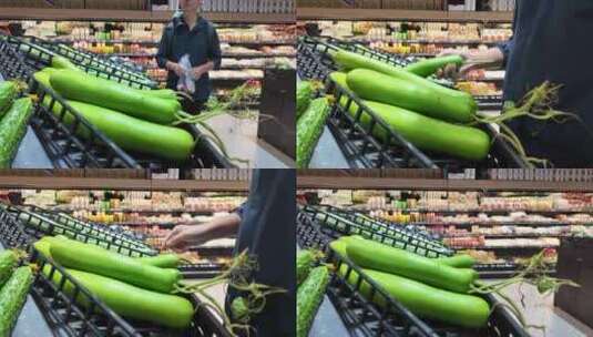 超市菜场购买蔬菜高清在线视频素材下载