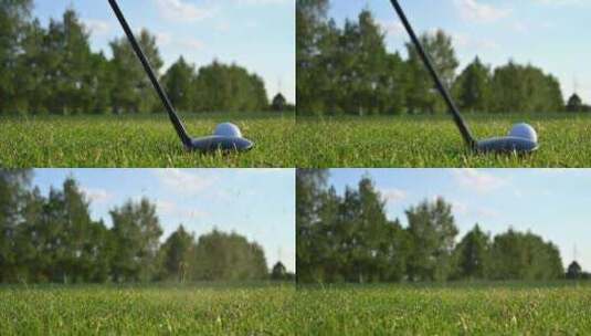 特写打高尔夫动作击球高清在线视频素材下载