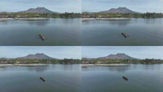 印尼巴厘岛巴图尔火山湖航拍自然风光高清在线视频素材下载