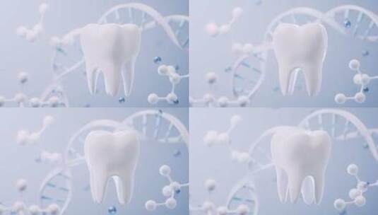 牙齿与生物科技背景3D渲染高清在线视频素材下载