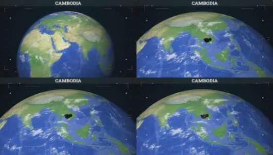 柬埔寨地图来自地球高清在线视频素材下载