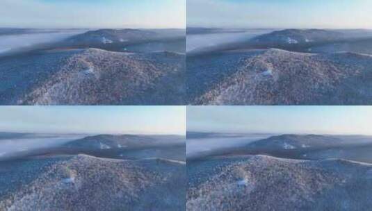 大兴安岭冬季山林雾凇冷空气高清在线视频素材下载
