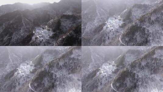 秦岭冬天下雪 白雪皑皑高清在线视频素材下载