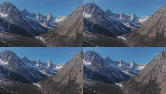 航拍冬天四川阿坝州毕棚沟景区雪景高清在线视频素材下载