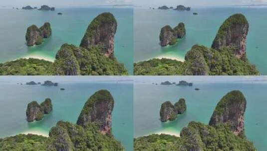 泰国甲米莱雷海滩海岛沙滩航拍自然风光高清在线视频素材下载